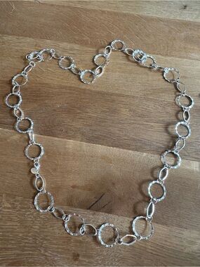 Claire's Silver Hammered Circle Link Necklace